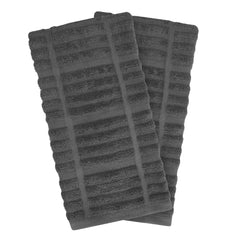 Solid Kitchen Towel Set; Pewter; 2 pieces
