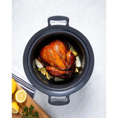 Gourmet Plus Stainless Steel 7-in-1 Slow Cooker, Nonstick Ceramic Coating, 5 quart