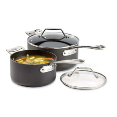 Essentials Hard Anodized Nonstick Cookware Set, 2-piece Sauce Pan Set with lids, 2.5 & 4 quart