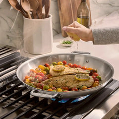 D3 Stainless 3-ply Bonded Cookware Paella Pan, 14 inch