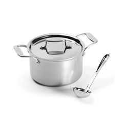 D5 Stainless Brushed 5-ply Bonded Cookware Set, 4-quart Soup Pot and Ladle Set