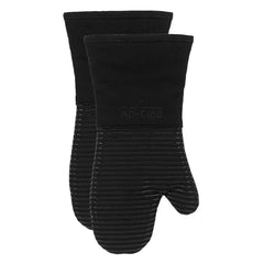 Oven Mitt Set; Black; 2 pieces