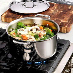 D3 Stainless 3-ply Bonded Cookware, Stockpot with lid, 6 quart