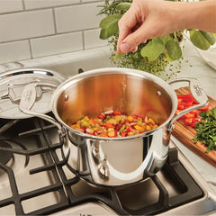 D5 Stainless Polished 5-ply Bonded Cookware, Soup Pot with lid, 4 quart