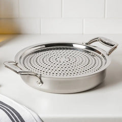 D5 Stainless Brushed 5-ply Bonded Cookware, Sauteuse with lid and Strain & Splatter Guard, 4 quart