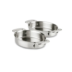 Specialty Cookware, 2 Piece Stainless Steel Mini Oval Baker Set, 7 inch