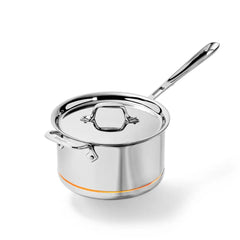 Copper Core 5-ply Bonded Cookware, Sauce Pan with lid, 4 quart