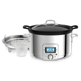 Gourmet Plus Stainless Steel 7-in-1 Slow Cooker, Nonstick Ceramic Coating, 5 quart