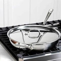 D3 Stainless 3-ply Bonded Cookware, Weeknight Pan with lid, 4 quart