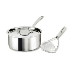 D3 Stainless Everyday 3-ply Bonded 3 quart Sauce Pan with Lid & Potato Masher, 2 piece Set