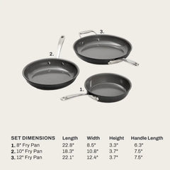 NS Pro® Ceramic Nonstick, Fry Pan Set, 8, 10 & 12 inch