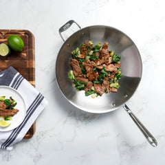 D5 Stainless Polished 5-ply Bonded Cookware, Wok, 14 inch