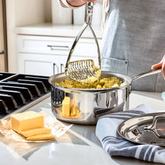 D3 Stainless Everyday 3-ply Bonded 3 quart Sauce Pan with Lid & Potato Masher, 2 piece Set