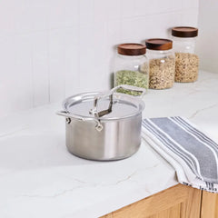 D5 Stainless Brushed 5-ply Bonded Cookware, Soup Pot with lid, 4 quart