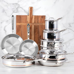 Copper Core Core 5-ply Bonded Cookware, 15 Piece Set
