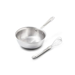 D3 Stainless 3-ply Bonded Cookware, Saucier with Whisk, 2 quart