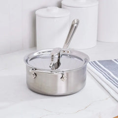 D5 Stainless Brushed 5-ply Bonded Cookware, Sauce Pan with lid, 3 quart