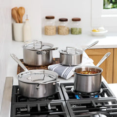 D5 Stainless Brushed 5-ply Bonded Cookware, Sauce Pan with lid, 4 quart