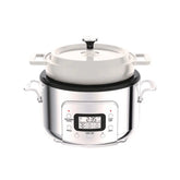 Stainless Steel 6-in-1 Digital Slow Cooker with Removable Cast Iron Pot, 5 quart