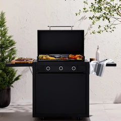 29" Gas Griddle with Lid and Cart, Three burner