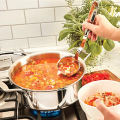 D5 Stainless Polished 5-ply Bonded Cookware, Ultimate Soup Pot with lid and Ladle, 6 quart