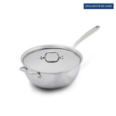 D3 Everyday Stainless 3-ply Bonded Cookware, Ragù Pan with lid, 5.5 quart