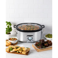 Gourmet Plus Stainless Steel 7-in-1 Slow Cooker, Nonstick Ceramic Coating, 7 quart