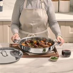D3 Stainless 3-ply Bonded Cookware, Mother of All Pans with lid, 6 quart