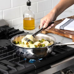 D3 Stainless 3-ply Bonded Cookware, Saucier with lid, 2 quart
