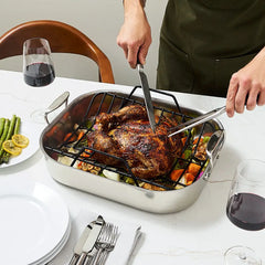 Specialty Cookware, Stainless Steel Large Roaster with rack, 13 x 16 inch