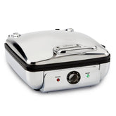 Gourmet Stainless Steel Waffle Maker with Removable Plates; 4 slice