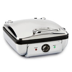 Gourmet Stainless Steel Waffle Maker with Removable Plates; 4 slice