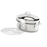 Specialty Cookware, Stainless Steel Oval Roaster with flat rack and lid, 15 inch