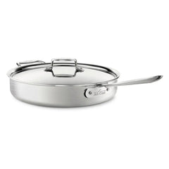 D5 Stainless Brushed 5-ply Bonded Cookware, Saute Pan with lid, 6 quart
