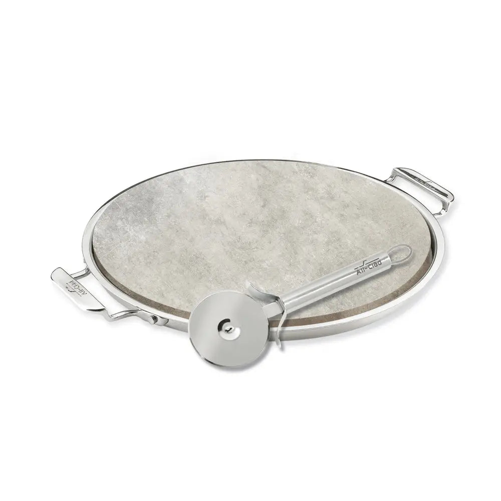 Specialty Cookware, Pizza Baker 13 inch Stone with serving tray and pizza cutter