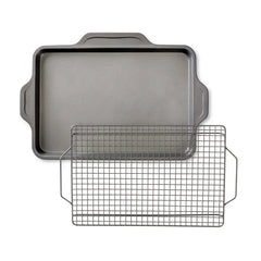Pro-Release Nonstick Bakeware; Half Sheet Pan with Cooling Rack; 2 Piece Set