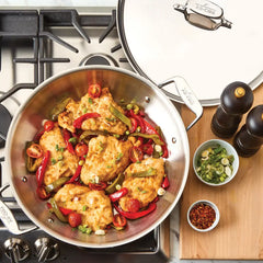 D5 Stainless Brushed 5-ply Bonded Cookware, Universal Pan with lid, 4.5 qt