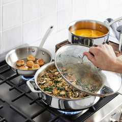 D3 Stainless Everyday 3-ply Bonded Cookware, Sauté Pan with Glass lid, 3 quart