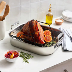 Specialty Cookware, Stainless Steel Large Roaster with rack, 13 x 16 inch