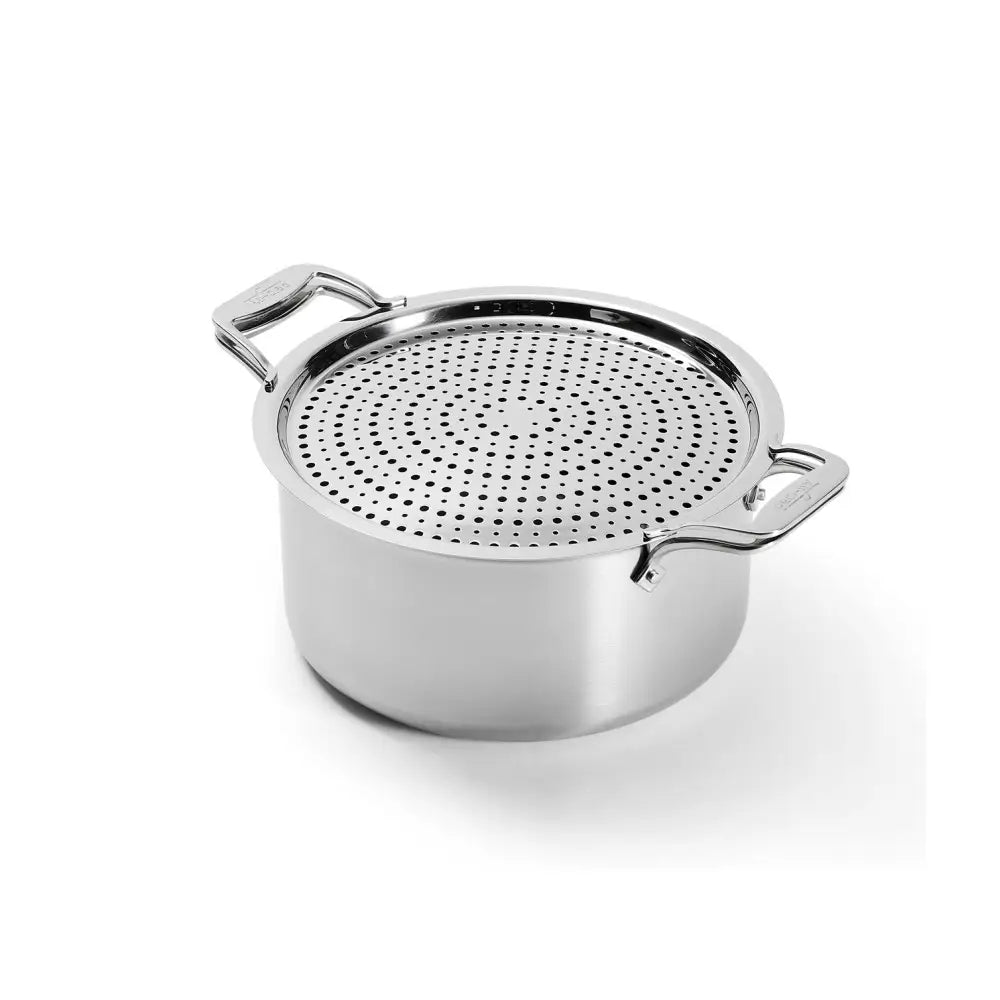 D5 Stainless Brushed 5-ply Bonded Cookware, Stockpot with lid and Strain &amp; Splatter Guard, 8 quart