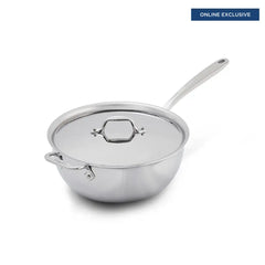 D3 Everyday Stainless 3-ply Bonded Cookware, Ragù Pan with lid, 5.5 quart