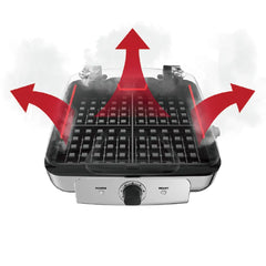 Gourmet Stainless Steel Digital Waffle Maker with Removable Plates; 4 slice