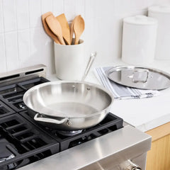 D5 Stainless Brushed 5-ply Bonded Cookware, Weeknight Pan with lid, 4 quart