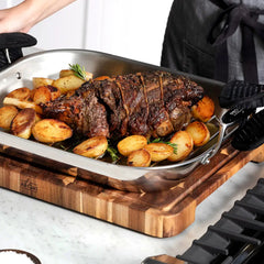 D3 Stainless 3-Ply Bonded Cookware, Extra Large Flared Roaster