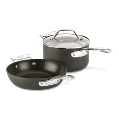 Essentials Nonstick Cookware Set, 2 piece Fry &amp; Sauce Pan with lid Set, 8.5 inch &amp; 2.5 quart