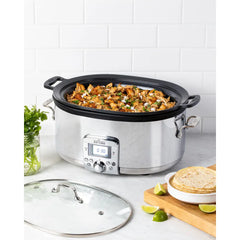 Gourmet Plus Stainless Steel 7-in-1 Slow Cooker, Nonstick Ceramic Coating, 7 quart