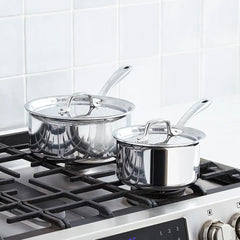 D3 Stainless Everyday 3-ply Bonded Cookware, Sauce Pan Set, 4 Piece, 1.5 and 3 quart