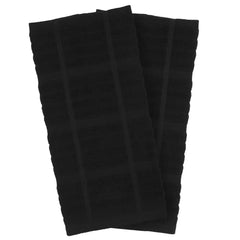 Solid Kitchen Towel Set; Black; 2 pieces