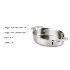 Specialty Cookware, 2 Piece Stainless Steel Mini Oval Baker Set, 7 inch