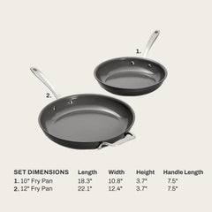 NS Pro® Ceramic Nonstick, Fry Pan Set, 10 &amp; 12 inch